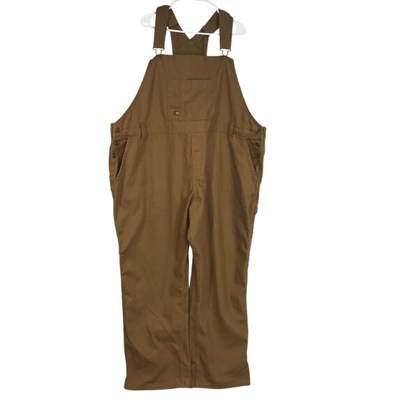 DICKIES - WOMENS 24WR - BROWN COTTON BLEND CLASSIC BIB OVERALLS - Picture 1 of 9
